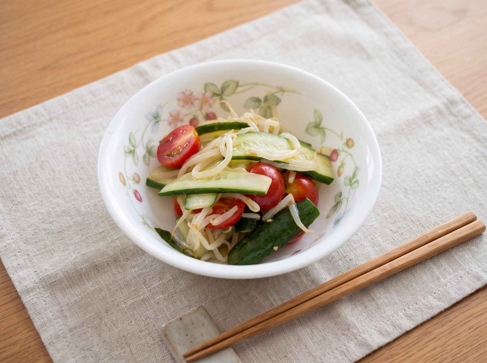 もやしときゅうりとミニトマトの中華サラダレシピ