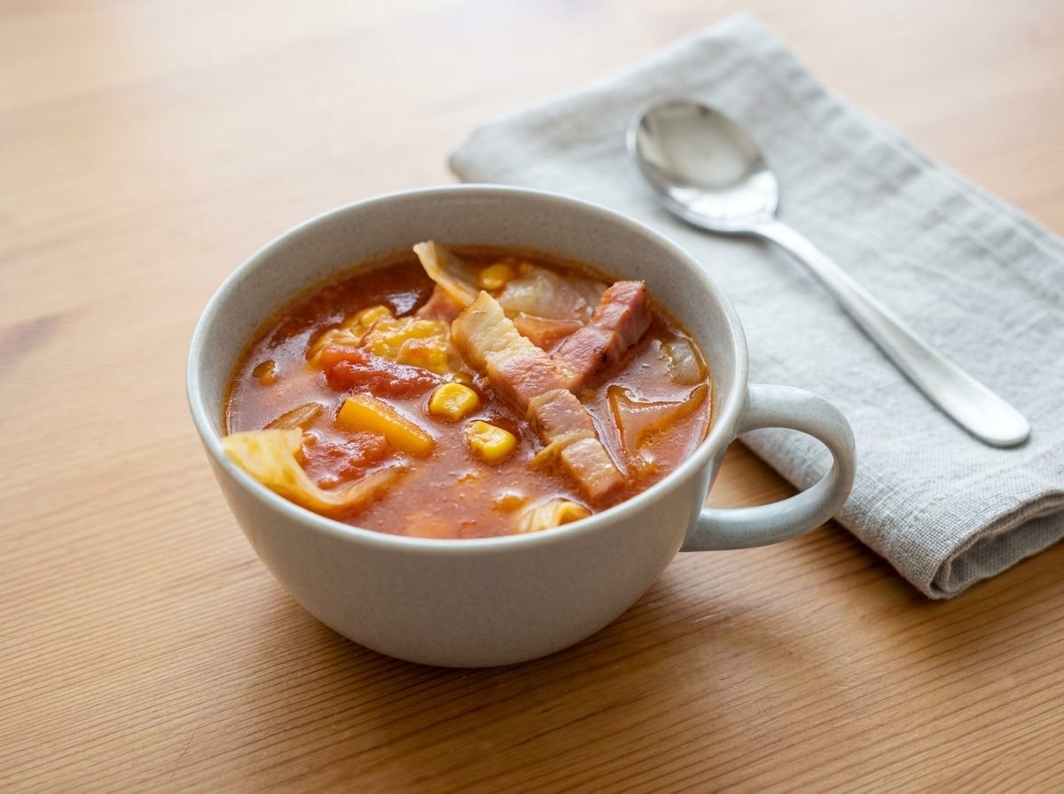 キャベツとベーコンのトマトスープ