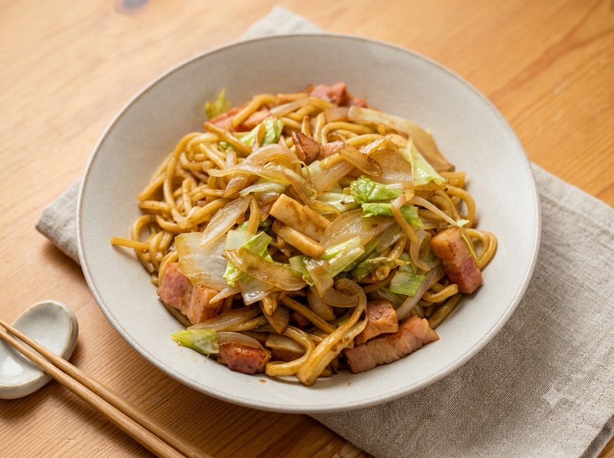 ゴロゴロベーコン焼きそば（業務スーパー太麺もちもち焼きそば）レシピ
