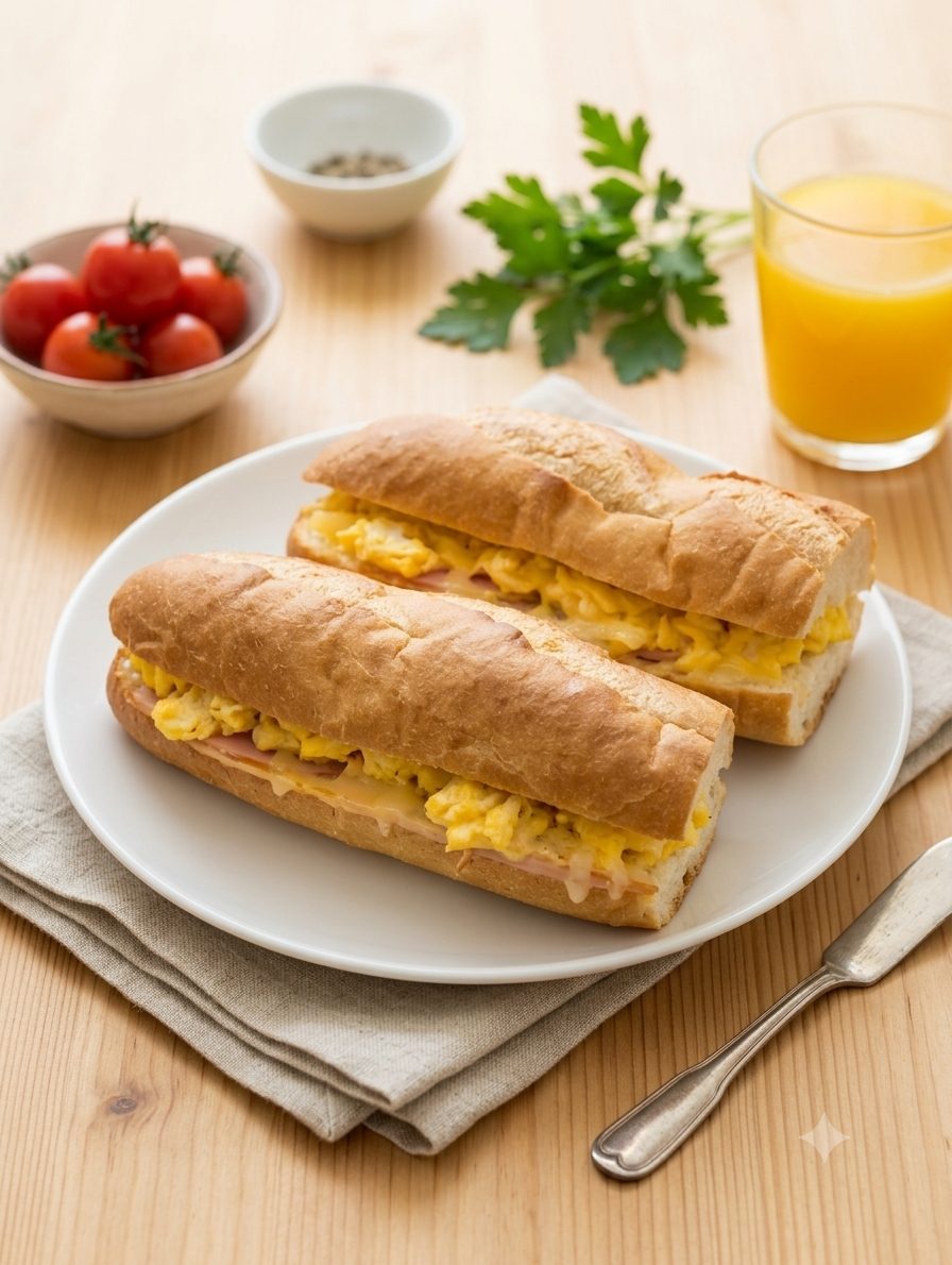 ロースハムと卵とチーズのバゲットサンドレシピ
