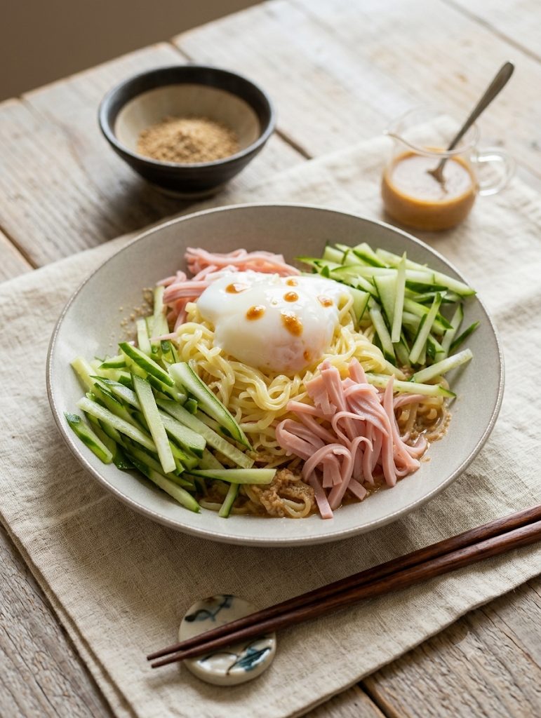 中華三昧のつゆだくごま醤油だれ冷やし中華レシピ