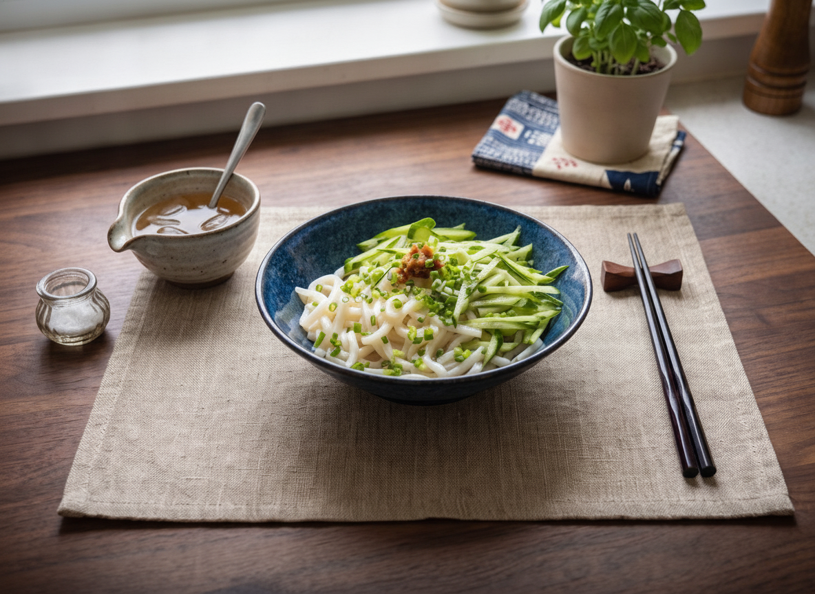 梅ときゅうりの冷やしうどんレシピ